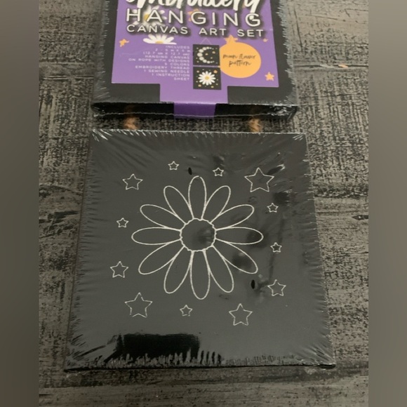 Embroidery Hanging Canvas Crafts, Two 
5” X 5” canvases with needle & thread NWT - Picture 3 of 5